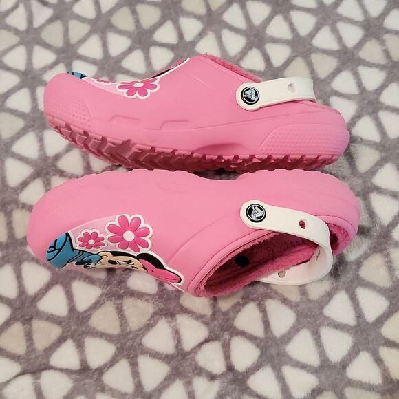 Crocs Classic Lined Disney Minnie Mouse Clog Pink Shoes Size Junior Youth 2 - Picture 9 of 13